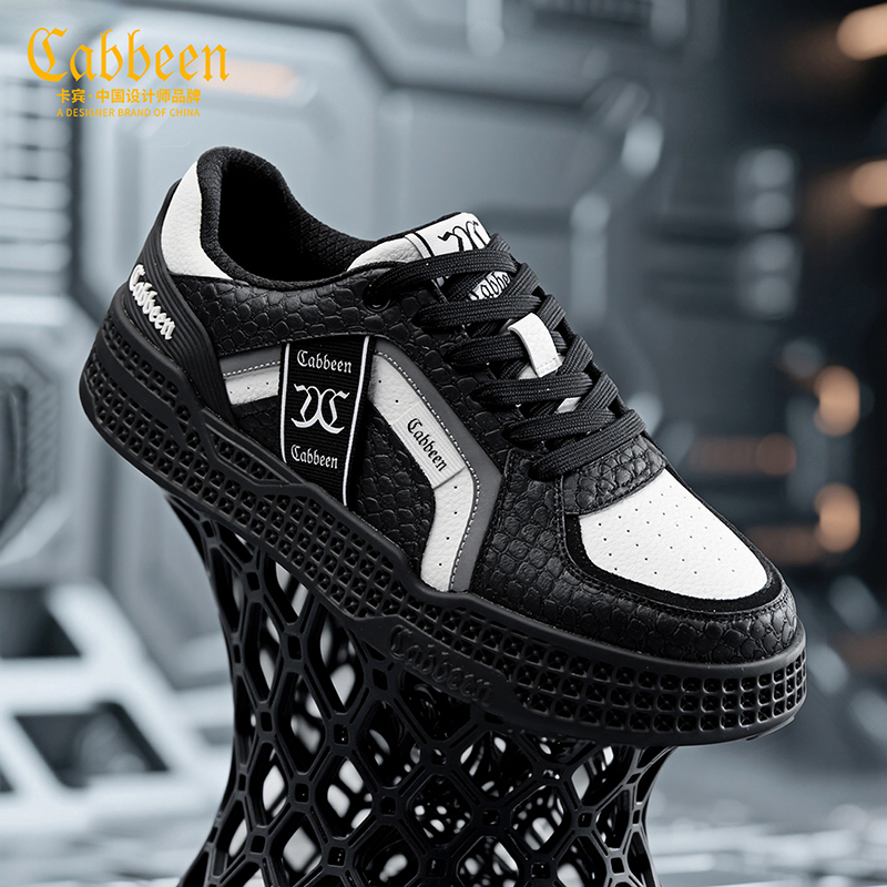 卡宾2025新款3D打印飞织运动鞋男款潮流休闲软底百搭时尚运动鞋