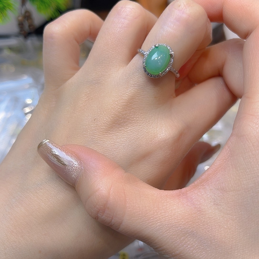 翡翠银S925镶嵌戒指