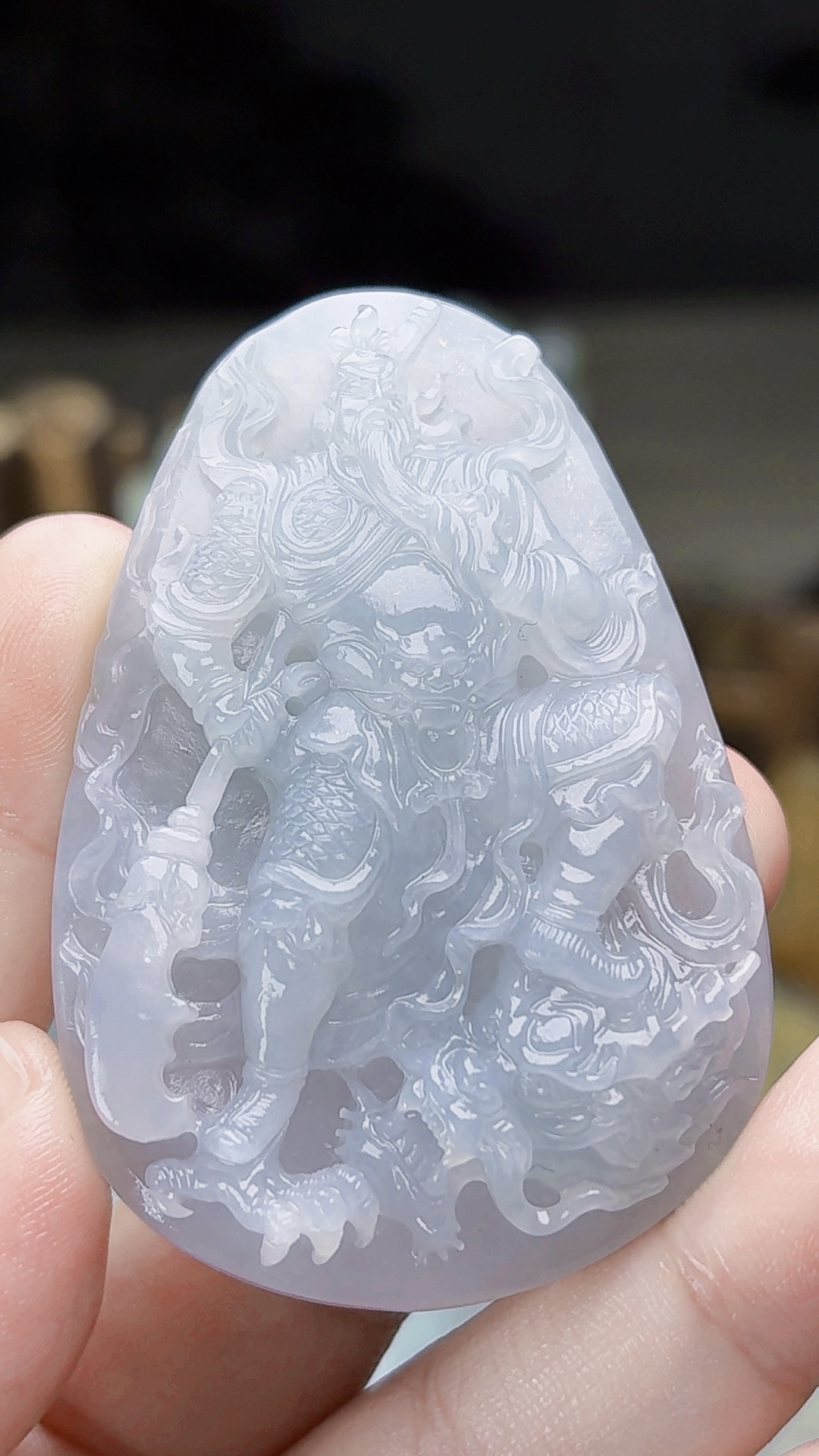 天然缅甸翡翠冰蓝胶关公毛货买断需抛光尺寸65-43-11