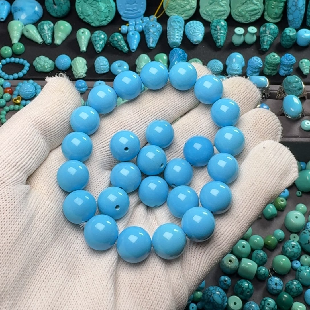 绿***茵蓝色圆珠卡12尺寸36颗