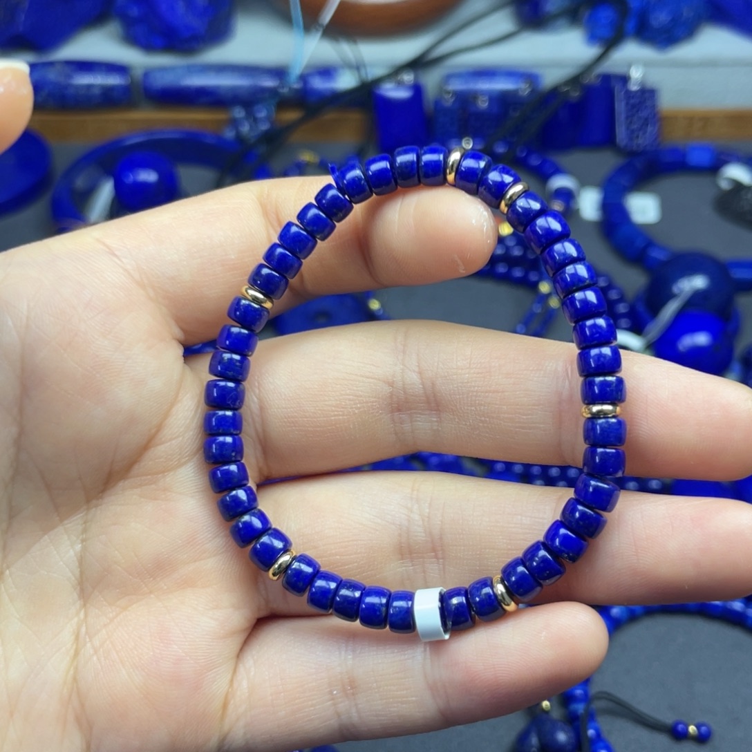 青金石未镶嵌DIY 药片手串5+