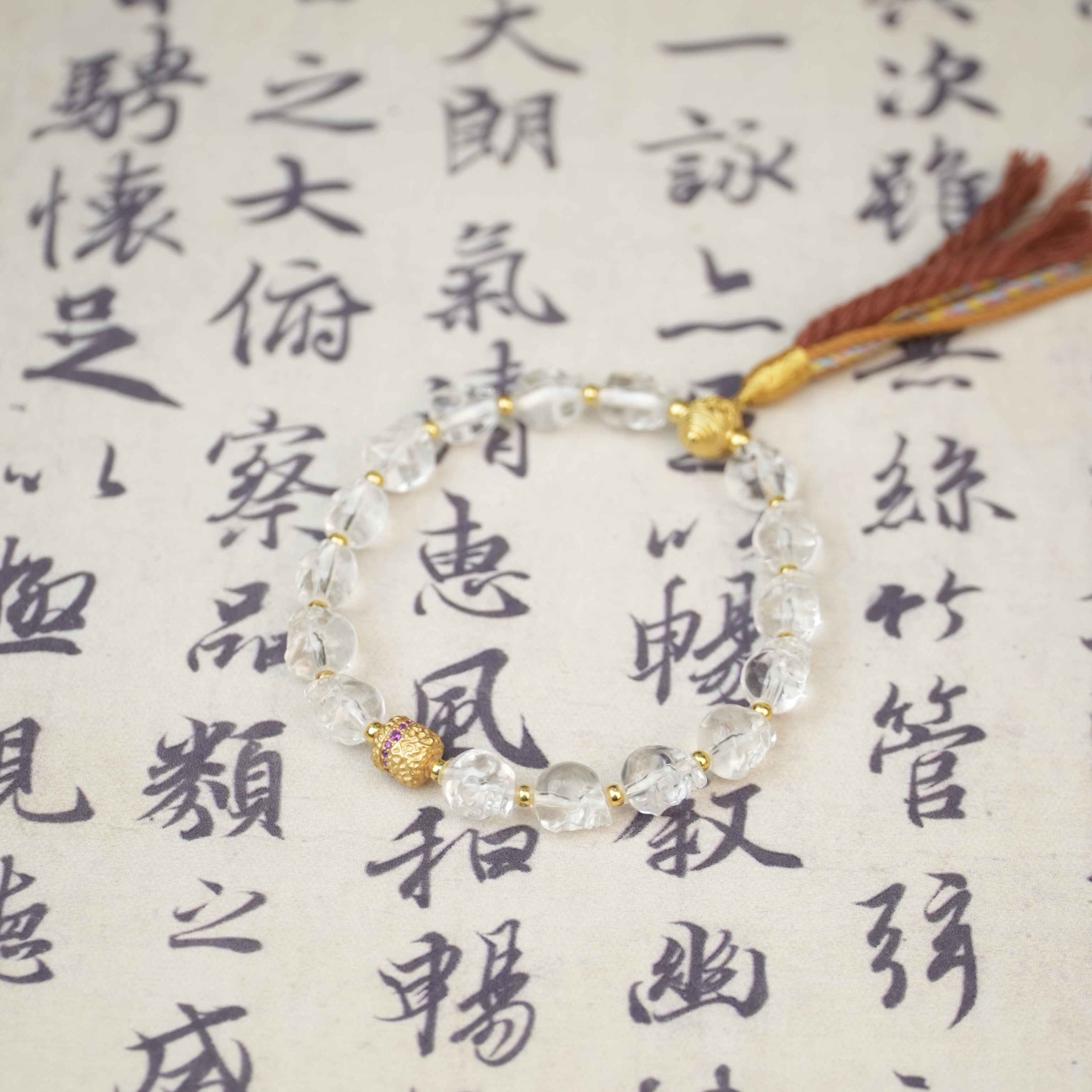 【明珠璀璨】白水晶尸尸坨林手串 5A净体级无杂质