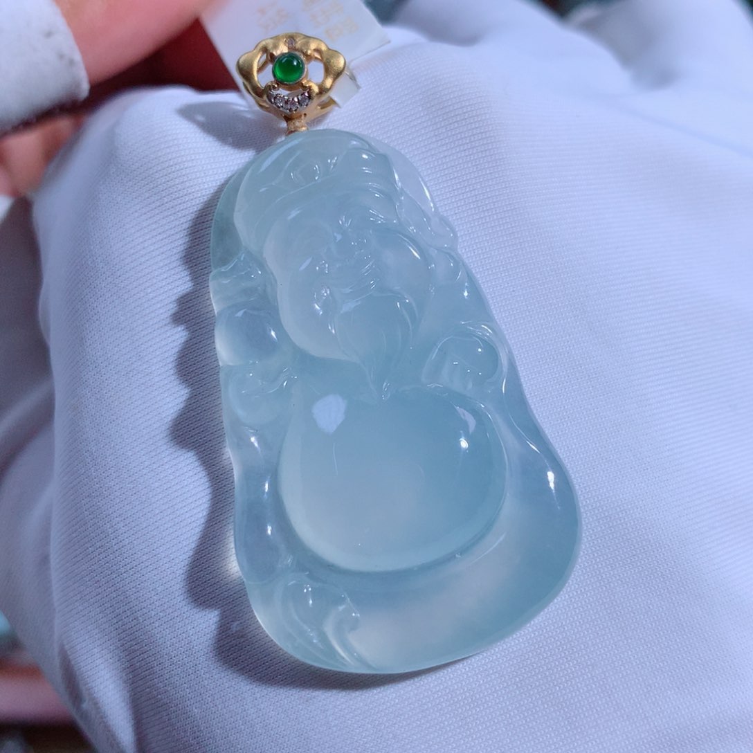 翡翠颈饰18K金镶嵌财财