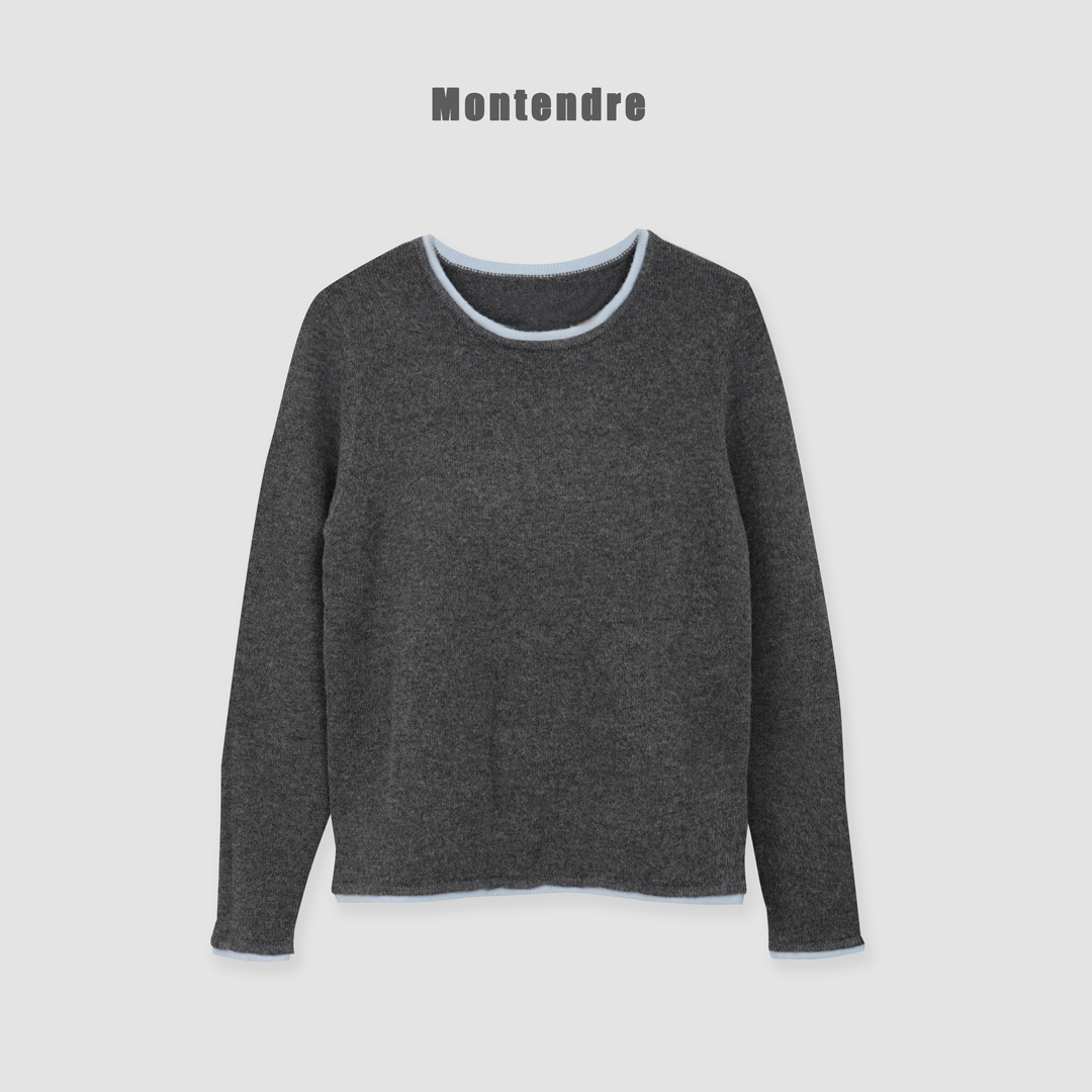 【Montendre】秋季新款 B 羊毛混纺假两件设计舒适百搭高级感针织衫