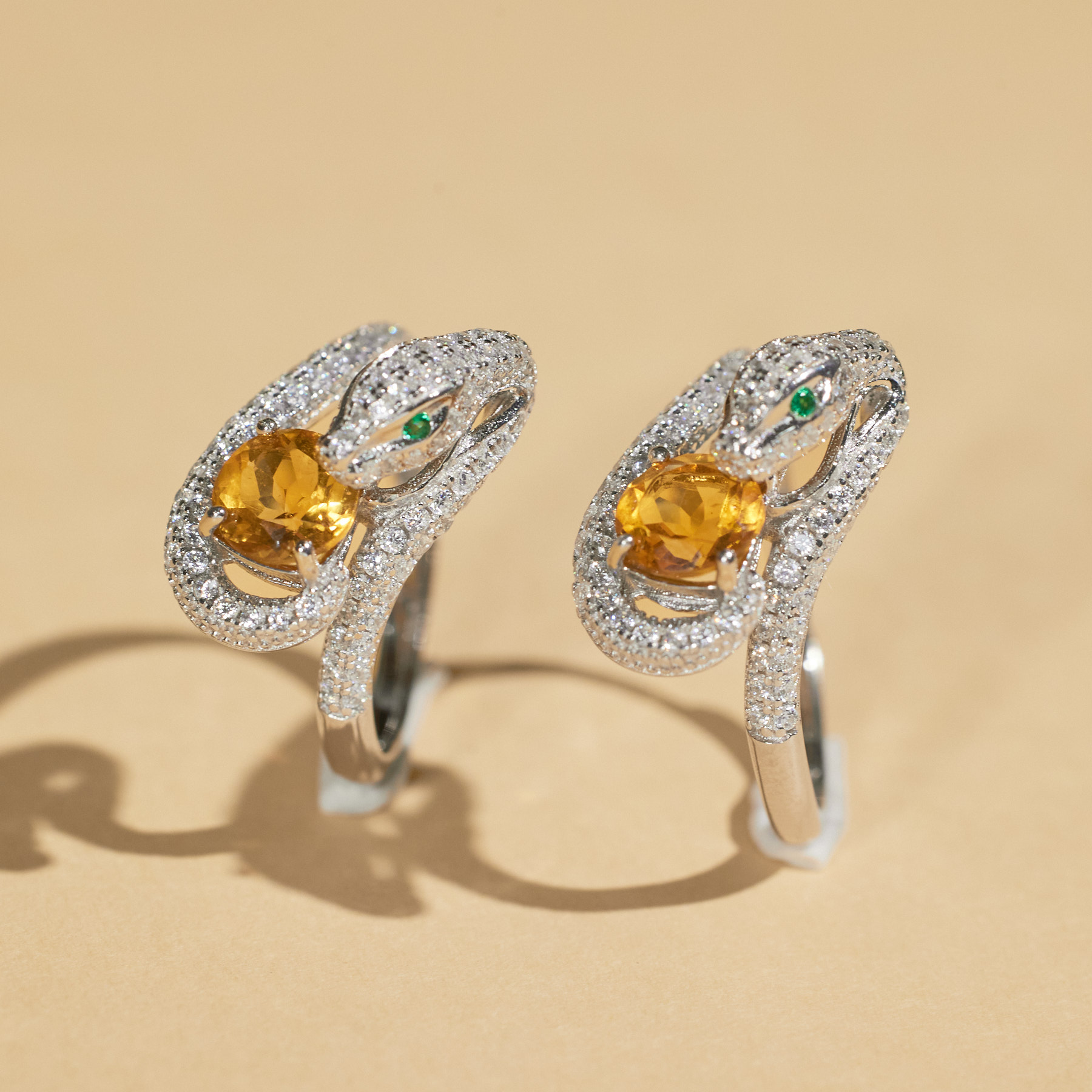 【歪歪】黄晶蛇戒*S925镶嵌（多样性发其一）W8896