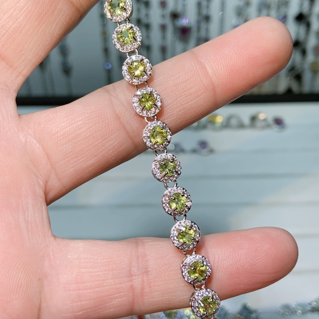 绿水晶戒指银S925镶嵌