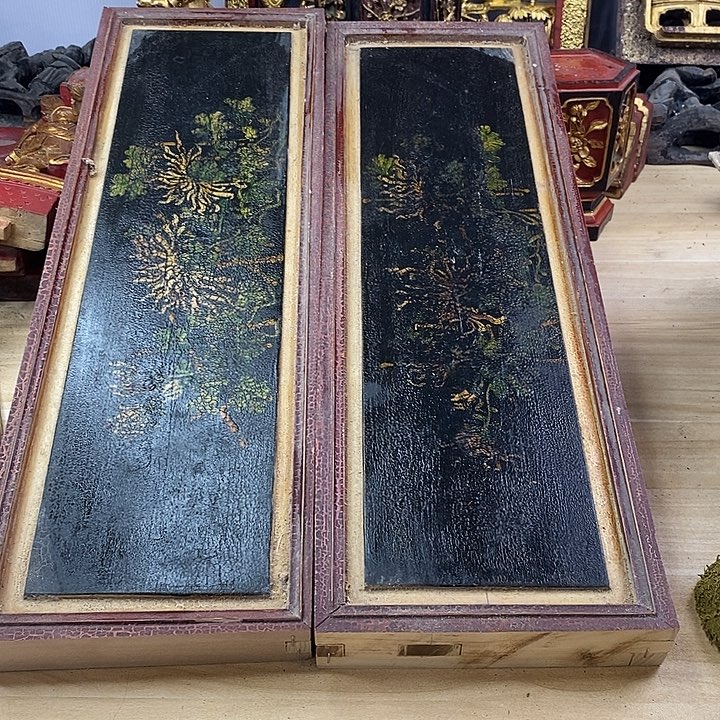 香榧木茶室空间老木雕花板