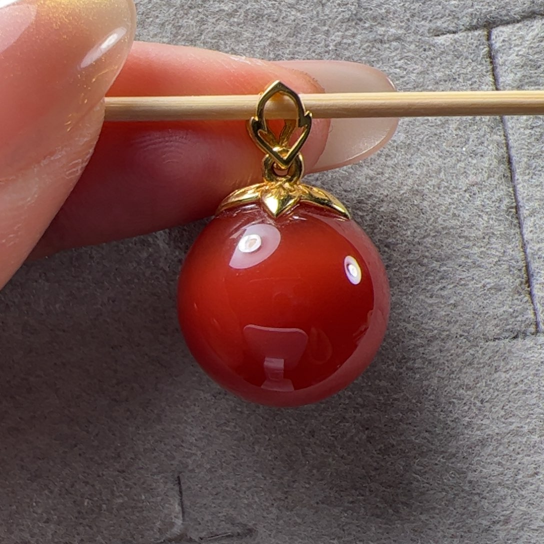 南红玛瑙15➕锁骨珠18K金镶嵌