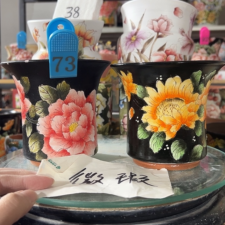 满38包邮 景德镇手绘花盆