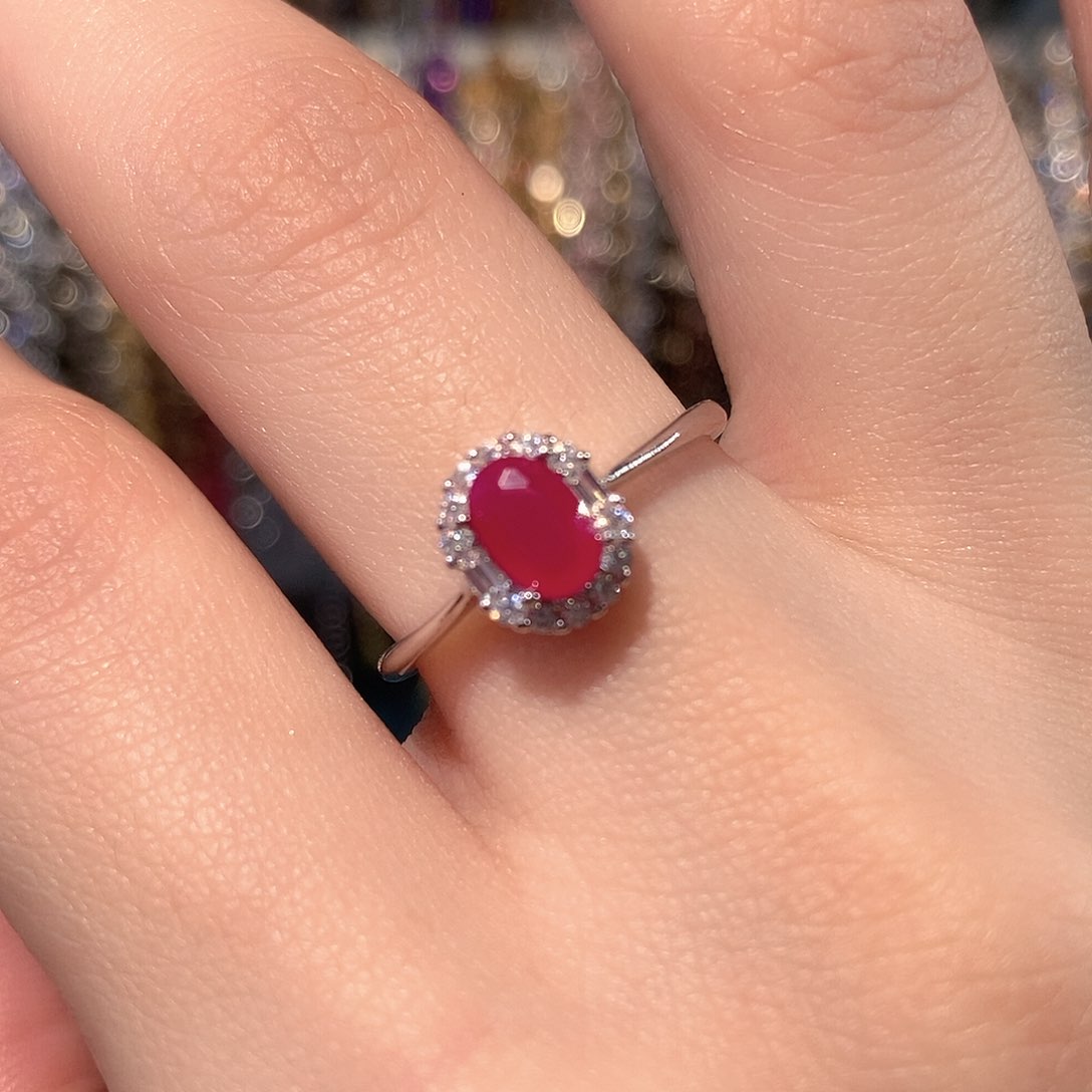 红宝石戒指银S925镶嵌