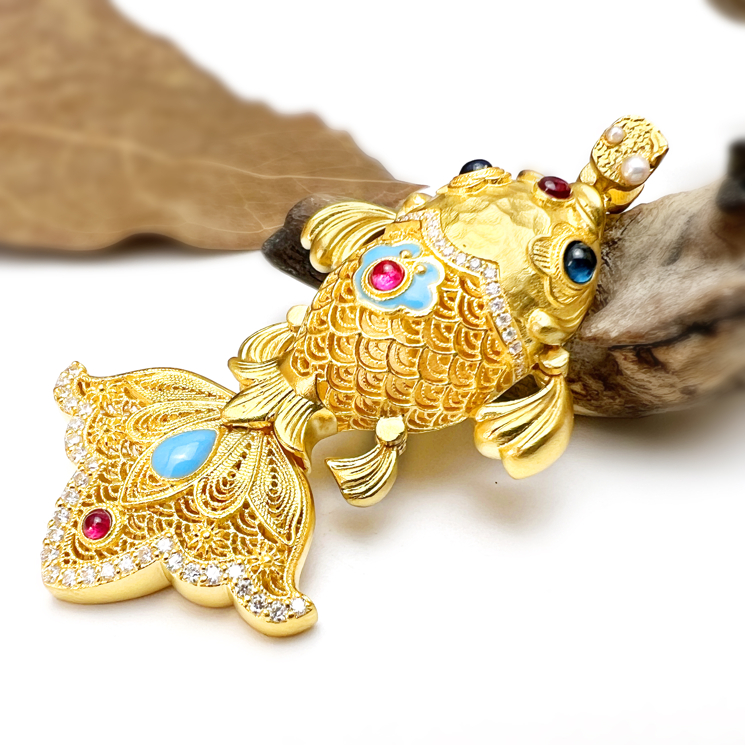 【富贵锦鲤】足金999镶嵌款【吊坠】【黄金首饰】