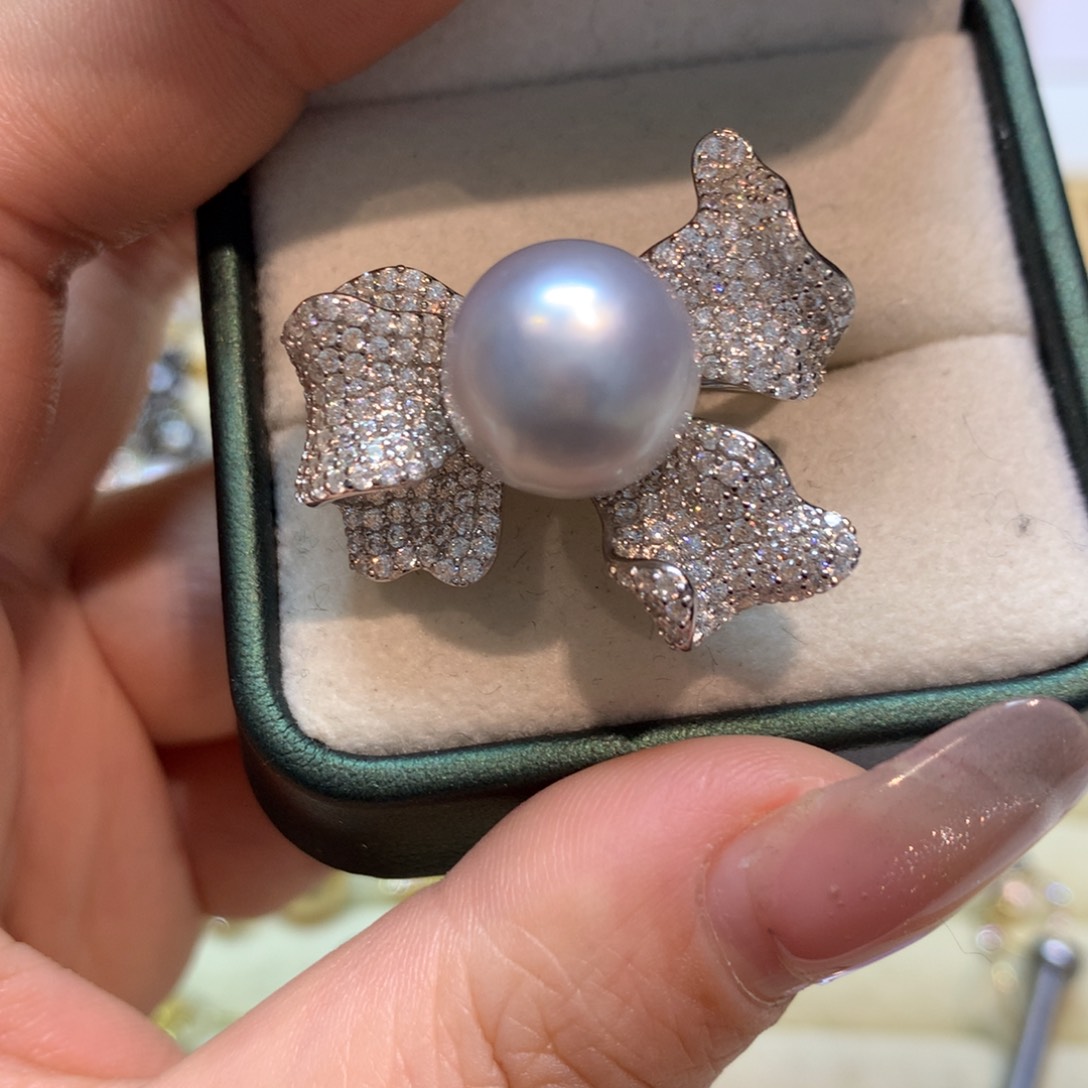 海水珍珠戒指银S925镶嵌