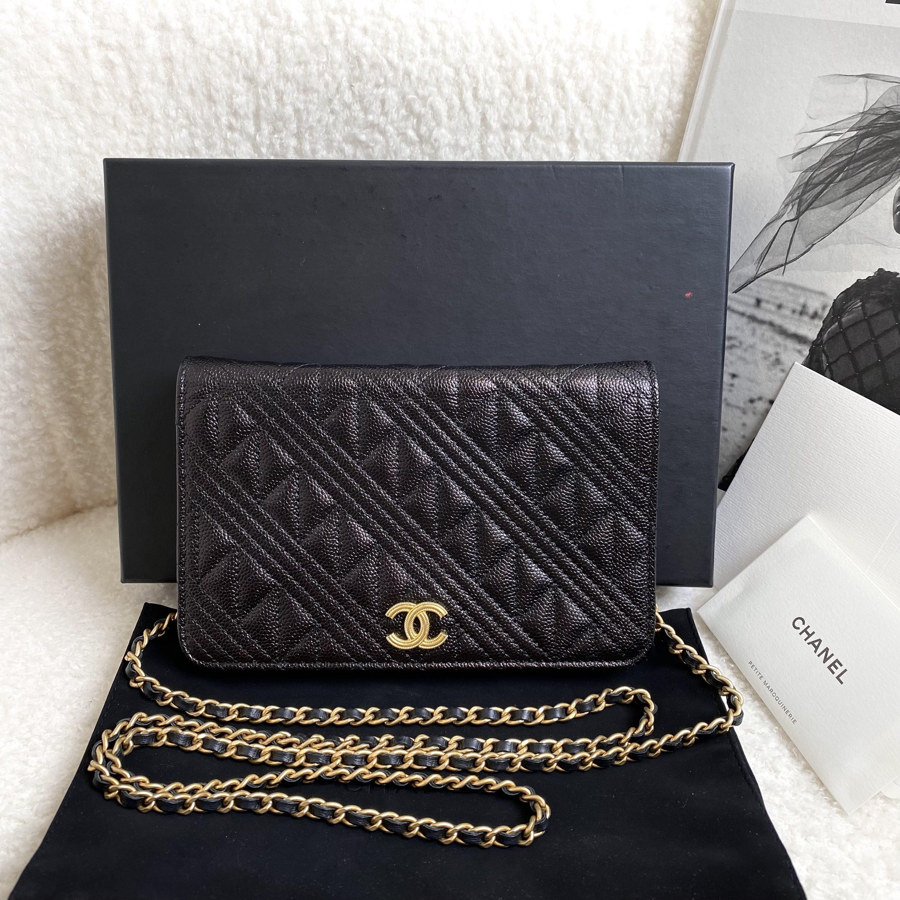 99新 Chanel/香奈儿 黑金浮雕woc包/ 85754474/12期免息/代卖服务