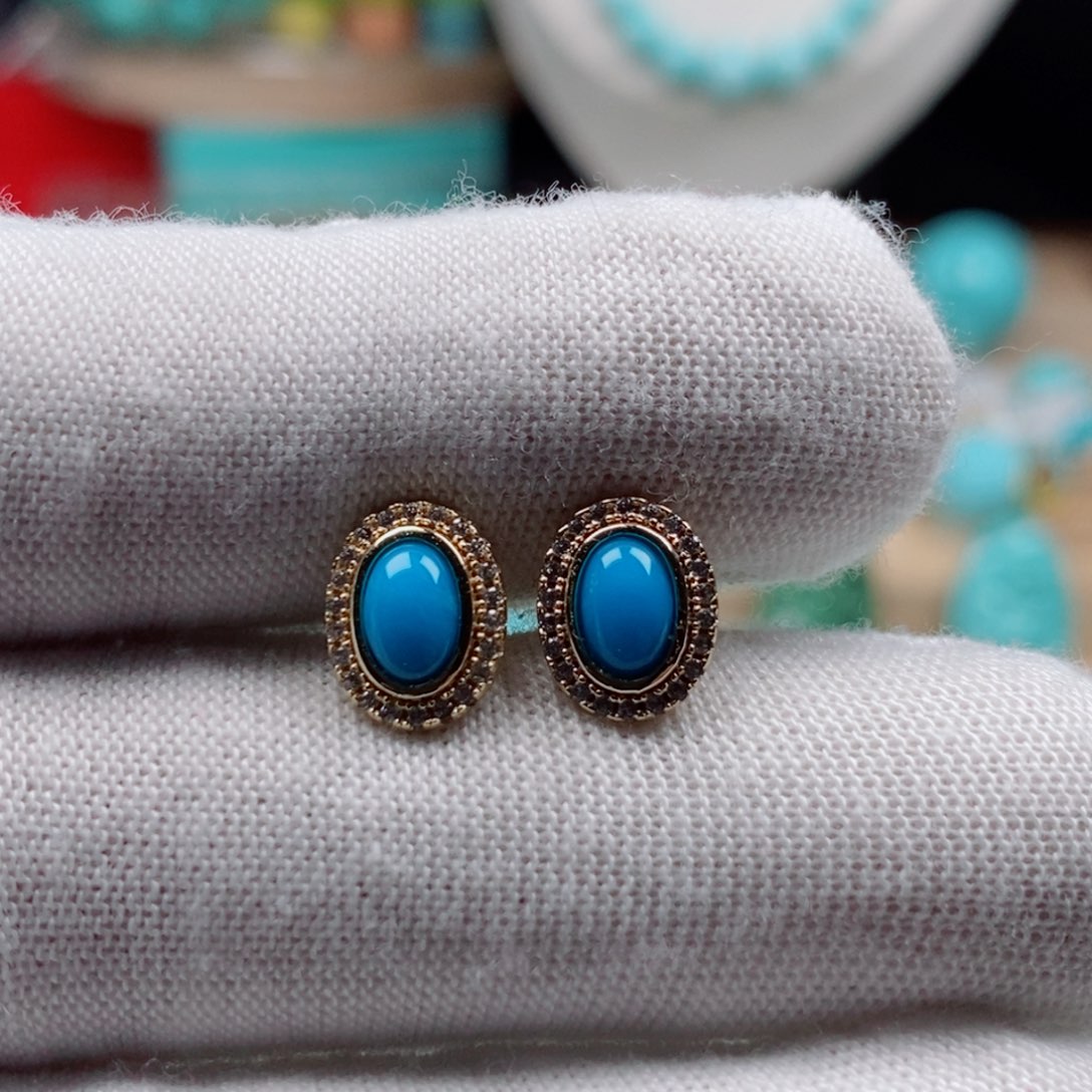 绿松石银S925镀金镶嵌新款