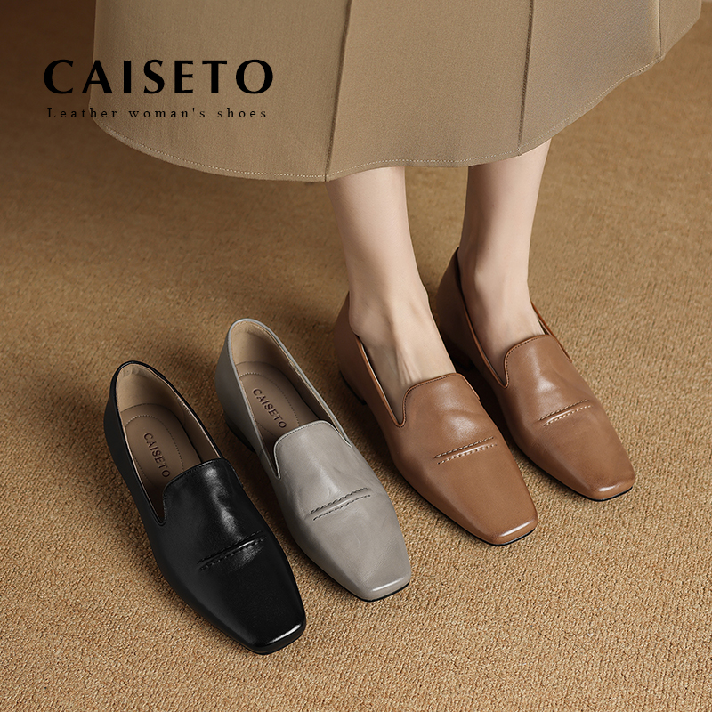 头层牛皮/2.5cm2025新款简约百搭乐福鞋女鞋25D068