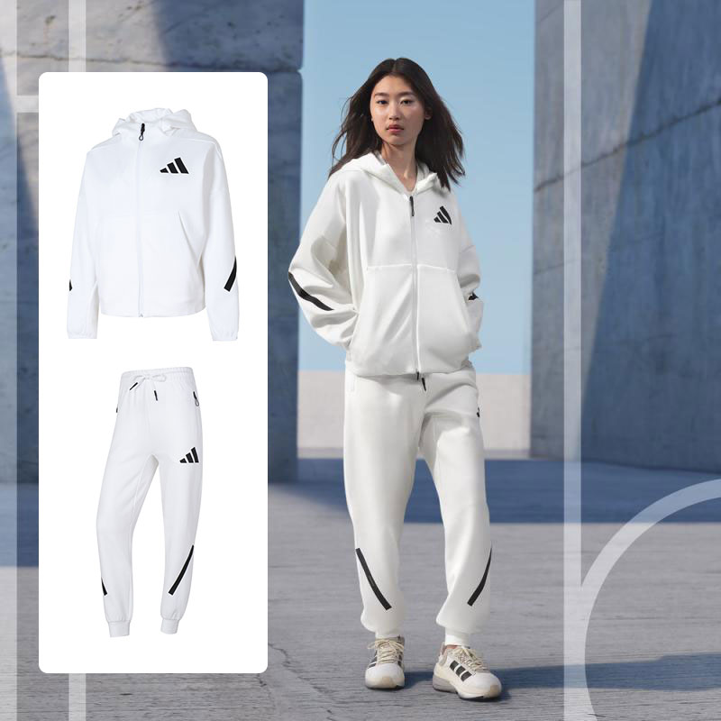 【早秋穿搭】阿迪达斯运动套装女2025新款时尚休闲针织夹克训练长裤