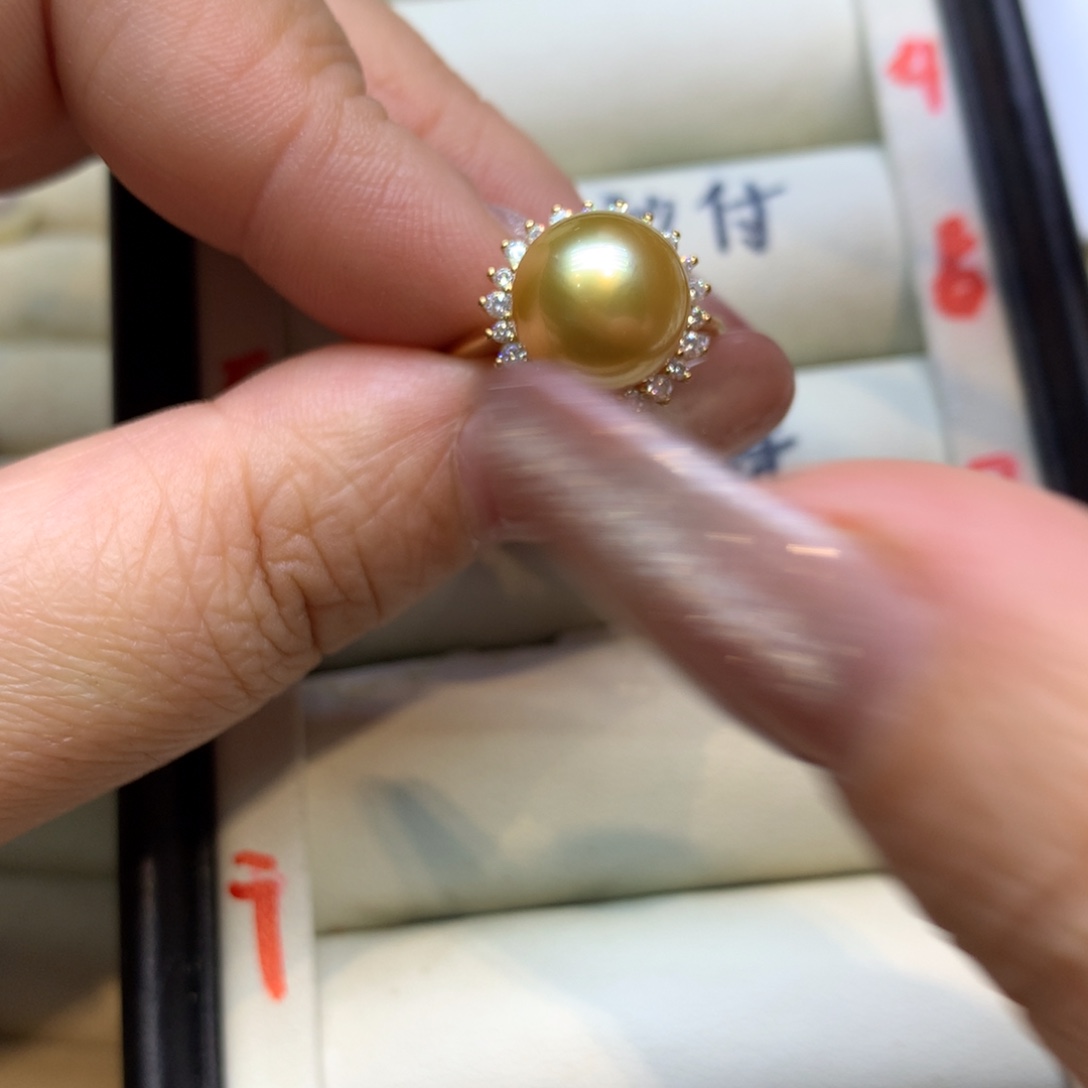 银S925镶嵌戒指海水珍珠