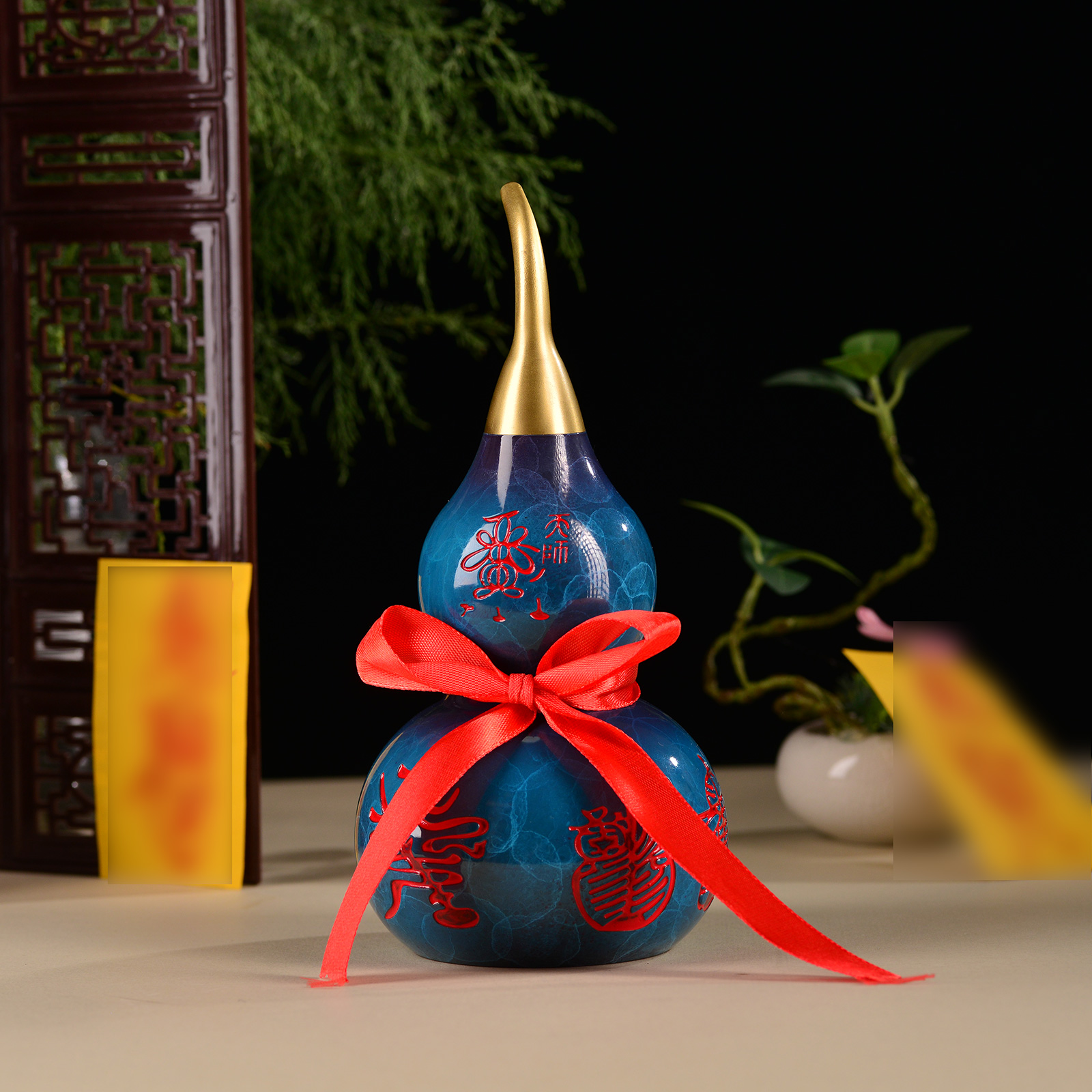 【老师推荐】五雷葫芦道家用品铜葫芦蓝色摆件饰品道堂开盖葫芦精品