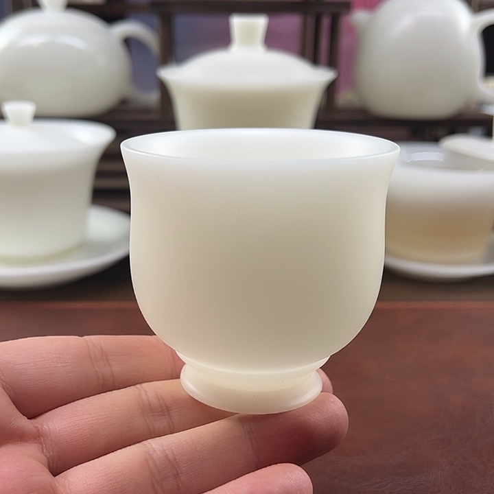 纯手工精修：隐唐窑/璞玉素烧100ml束腰主人杯