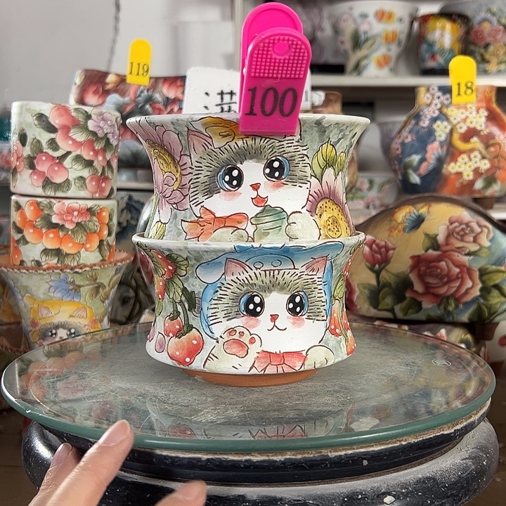 满38包邮 景德镇幸运花盆