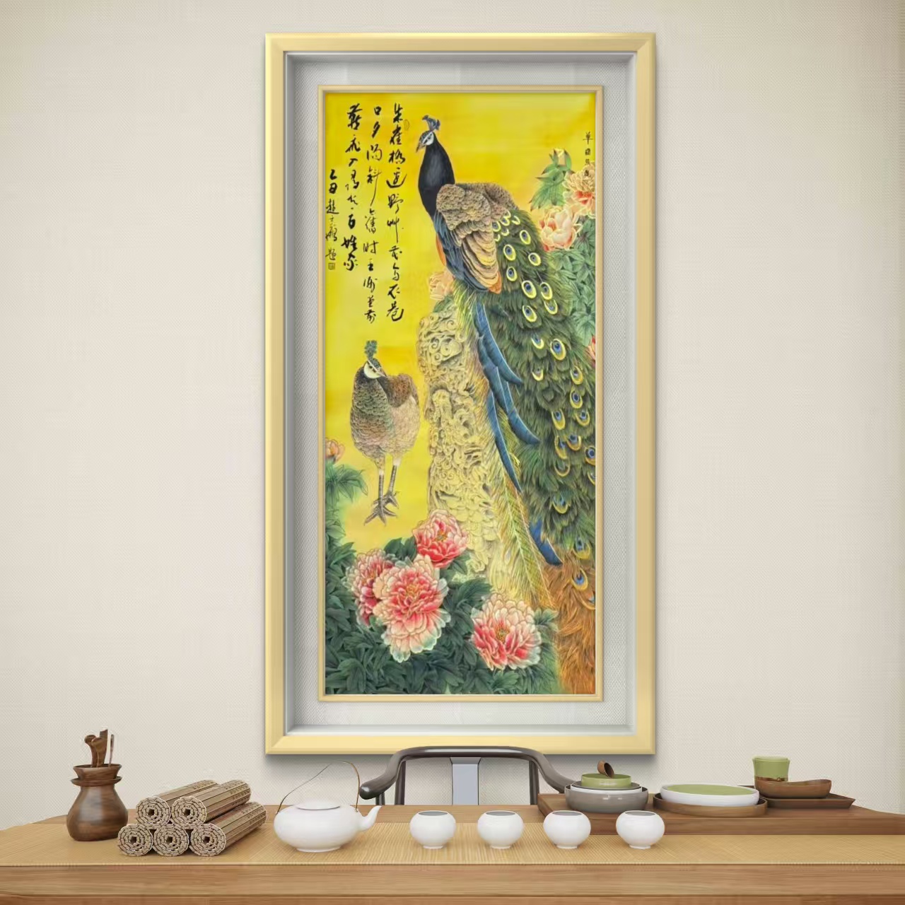 赵立鹤瑞雀栖春138*68国画