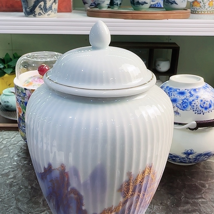 青花瓷器茶叶罐旅行套装