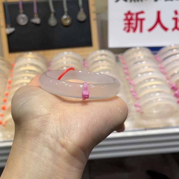 结***，玛瑙/玉髓未镶嵌手镯@精品白月光荔枝冻@【55】
