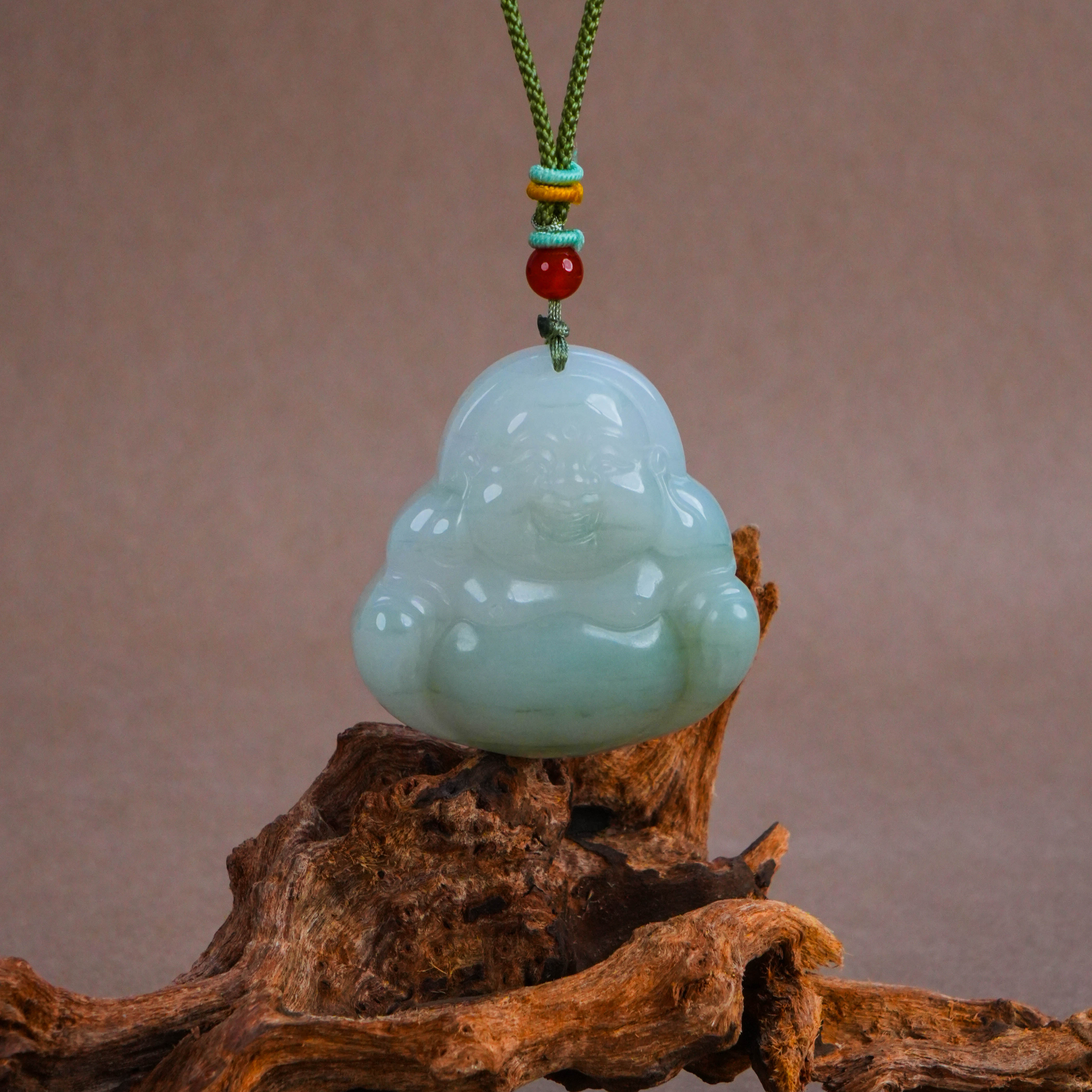 Y-727 天山翠弥勒佛吊坠【配绳】主石约45和30mm