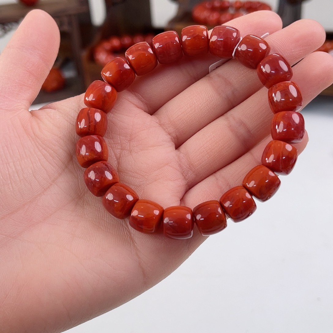 南红玛瑙瓦西直切单圈10mm未镶嵌