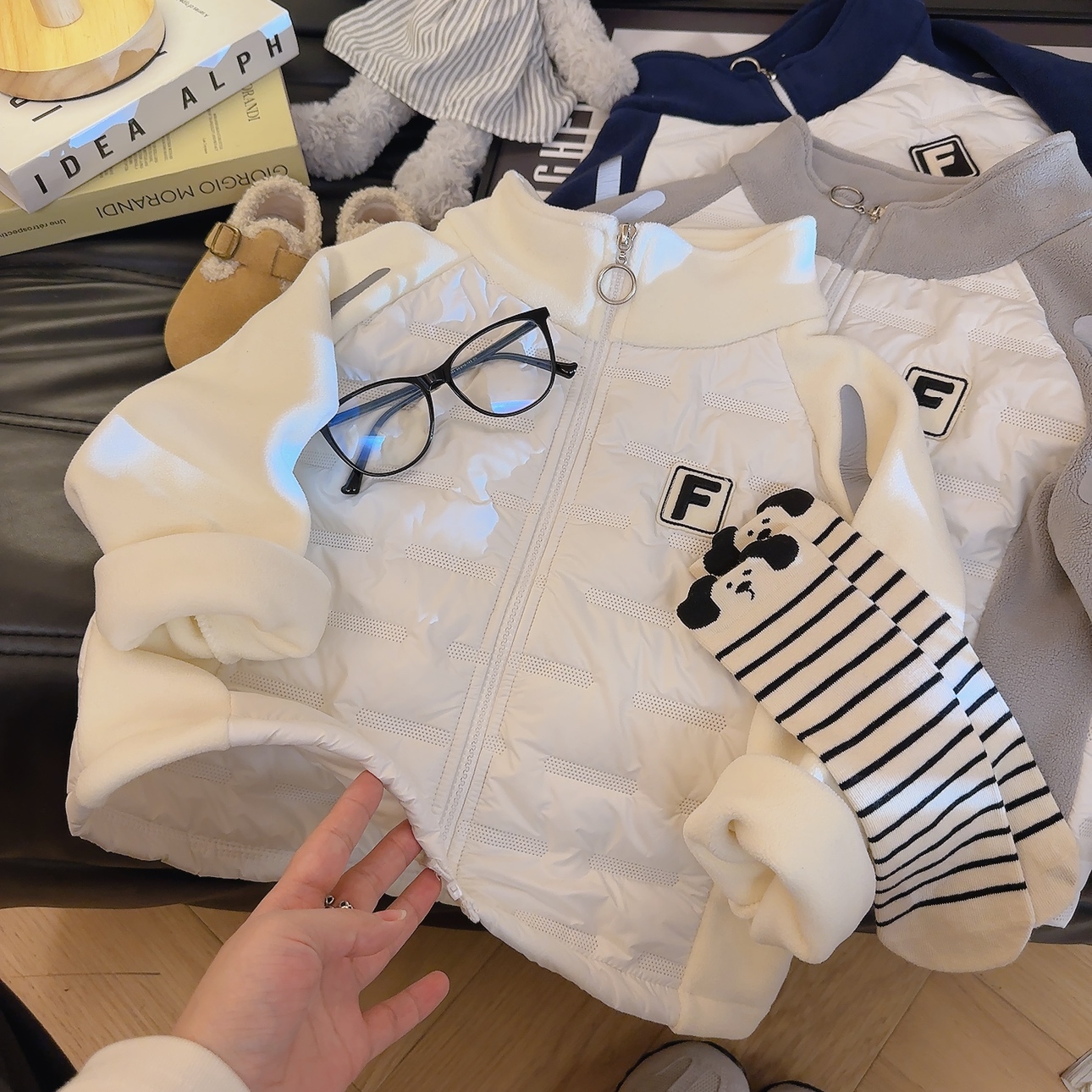儿童棉服秋冬新款校服神器拼接洋气百搭保暖外套中大通潮流【晴晴】