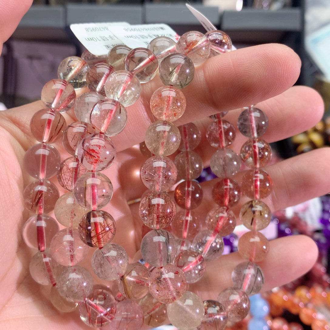 水晶手串未镶嵌彩发晶手链10+