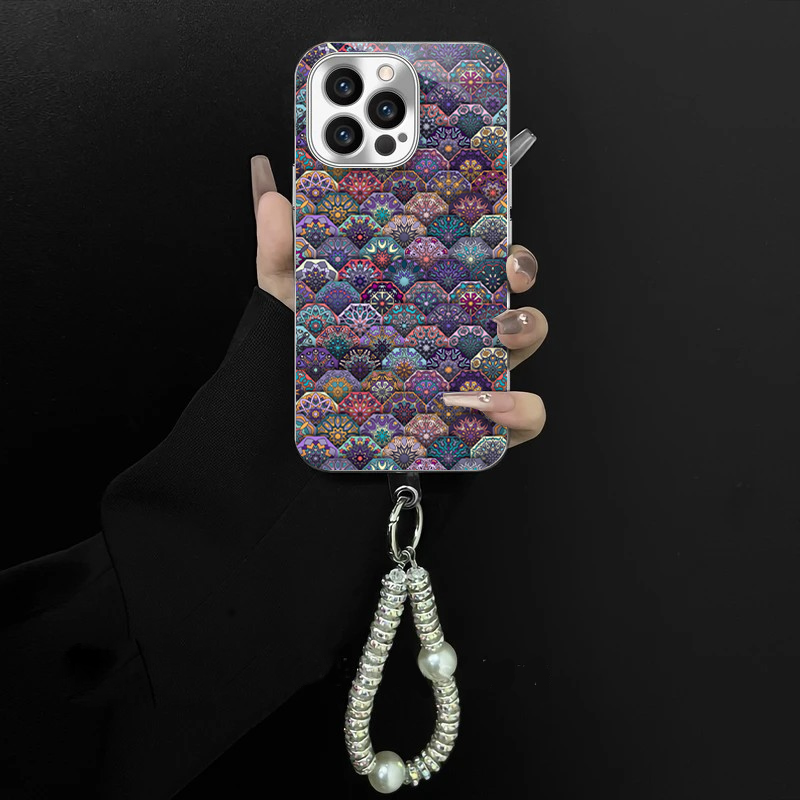 曼陀罗花适用苹果vivo华为oppo小米iPhone17电镀玻璃防摔手机壳潮