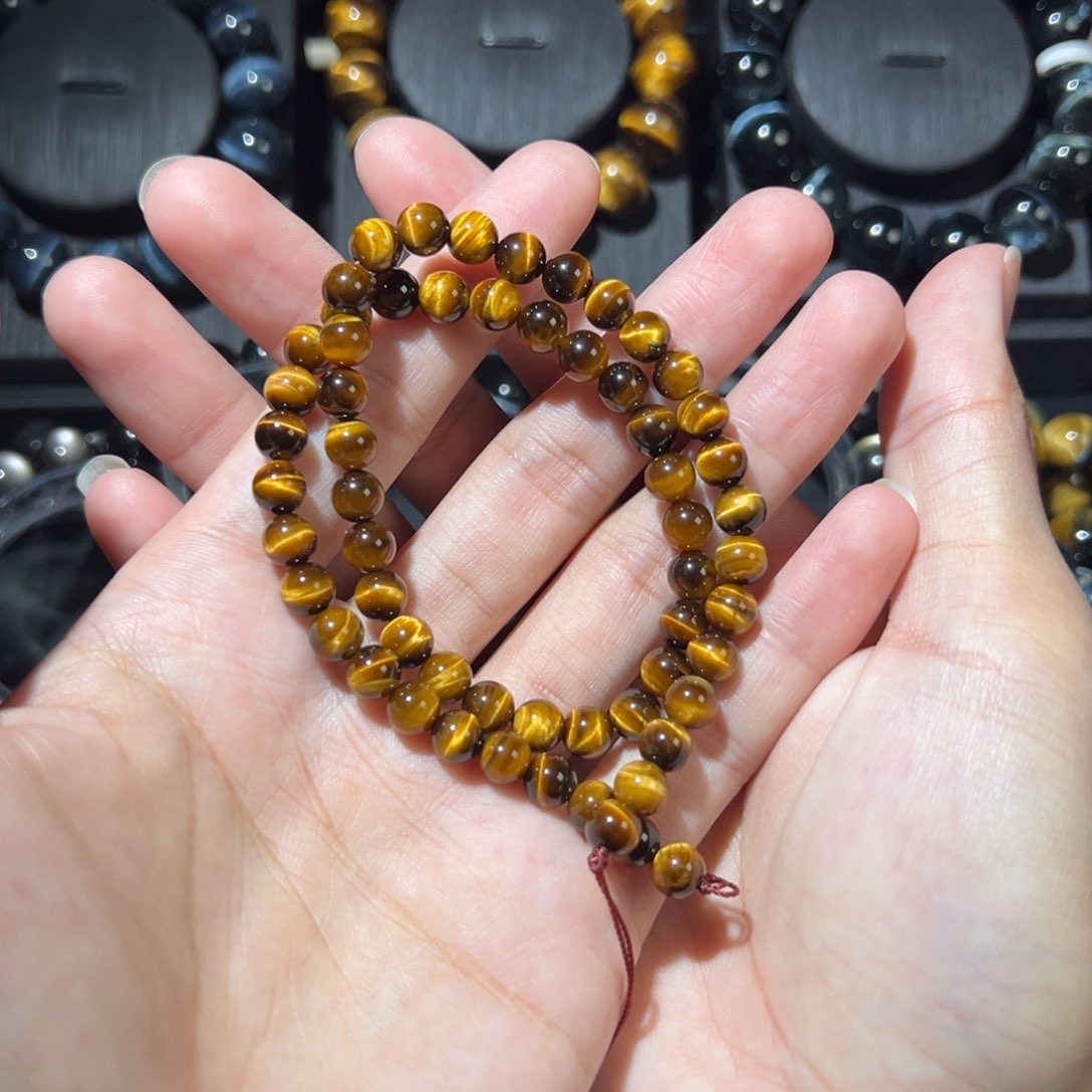 木变石手链未镶嵌成*黄虎眼6咪双圈