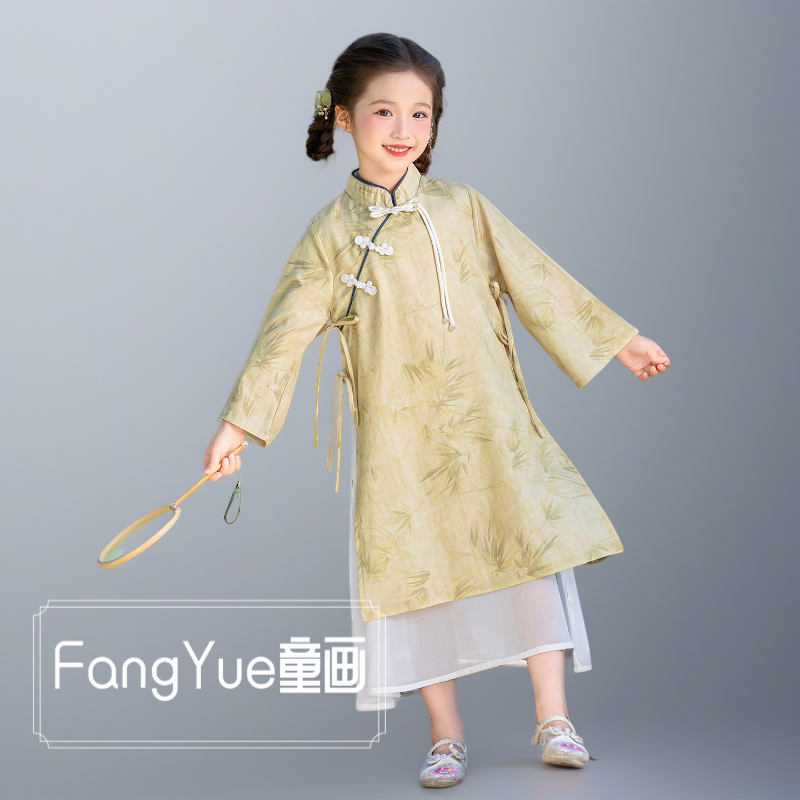 女童亲子中大童汉服套装中国风高端儿童古风演出服舞蹈秋款国潮新