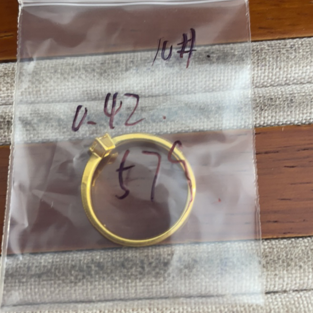 克重0.42 10号 黄钻小方戒6D戒指 足金999