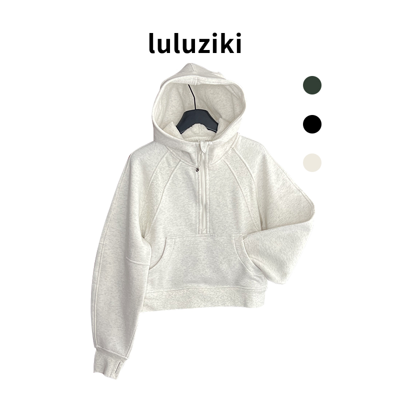 lulu同款卫衣连帽scuba短款 88808