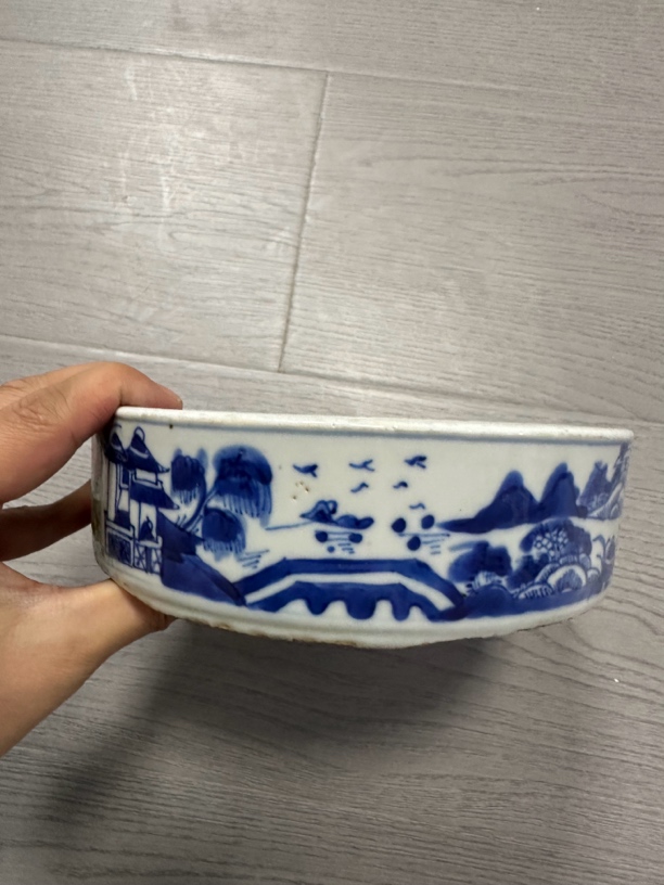 陶瓷工艺品青花加粉彩洗