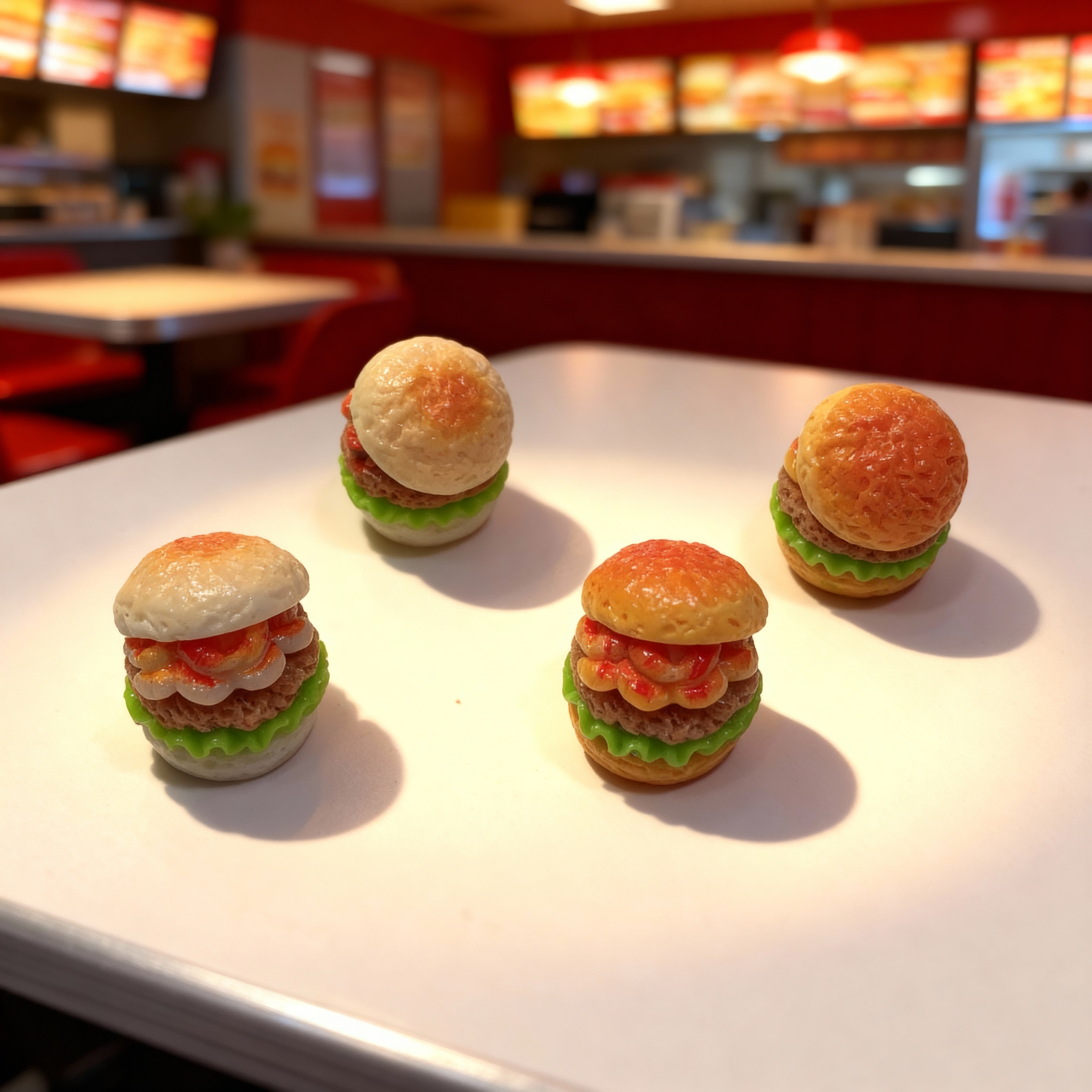 新款食玩小龙虾汉堡diy奶油胶发夹配件树脂配件饰品批发