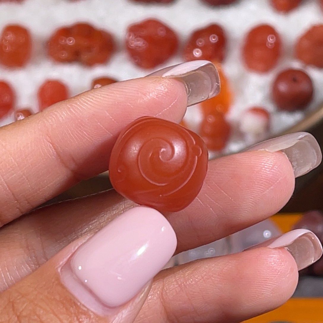 南红玛瑙博古纹老型珠 15x13.6mm未镶嵌