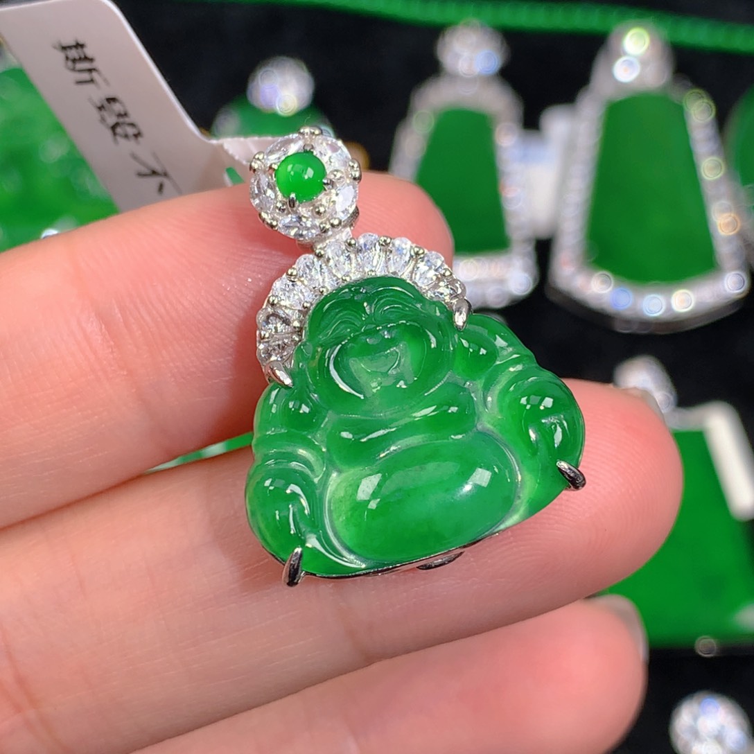 翡翠吊坠(不含链)银S925镶嵌