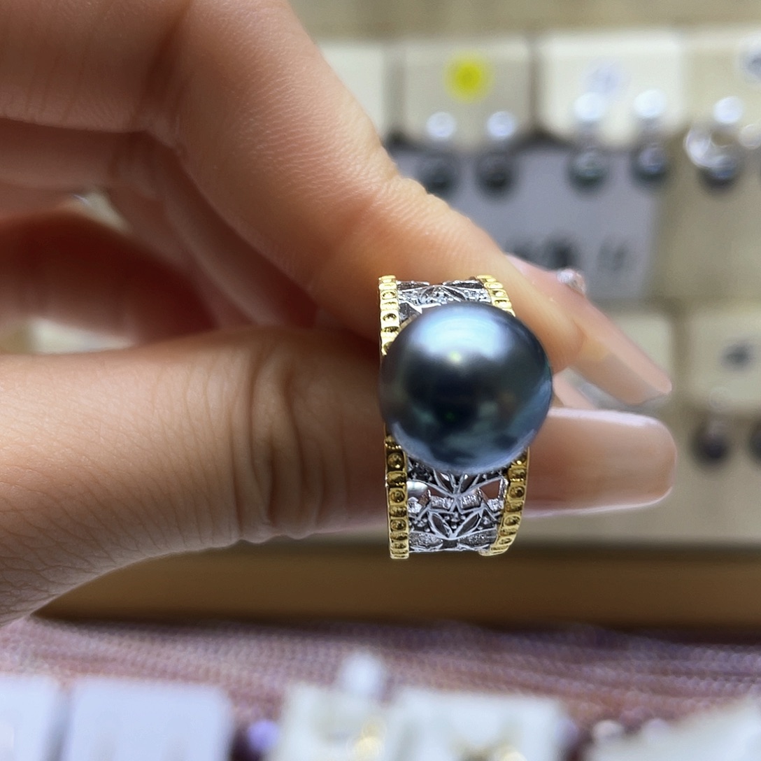 海水珍珠戒指银S925镶嵌