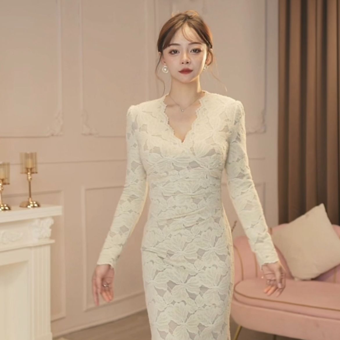 【恩雅】法式气质收腰显瘦鱼尾连衣裙-YL11137