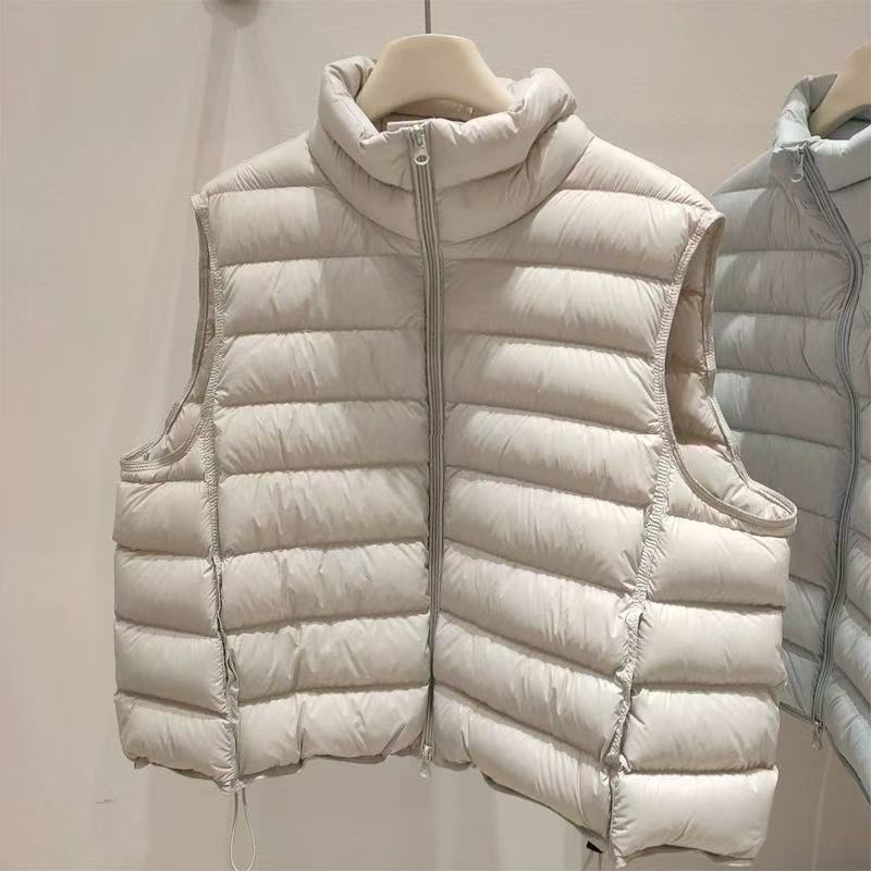 【 排骨马甲】白鸭绒秋冬加厚羽绒短款马甲女立领保暖背心马甲