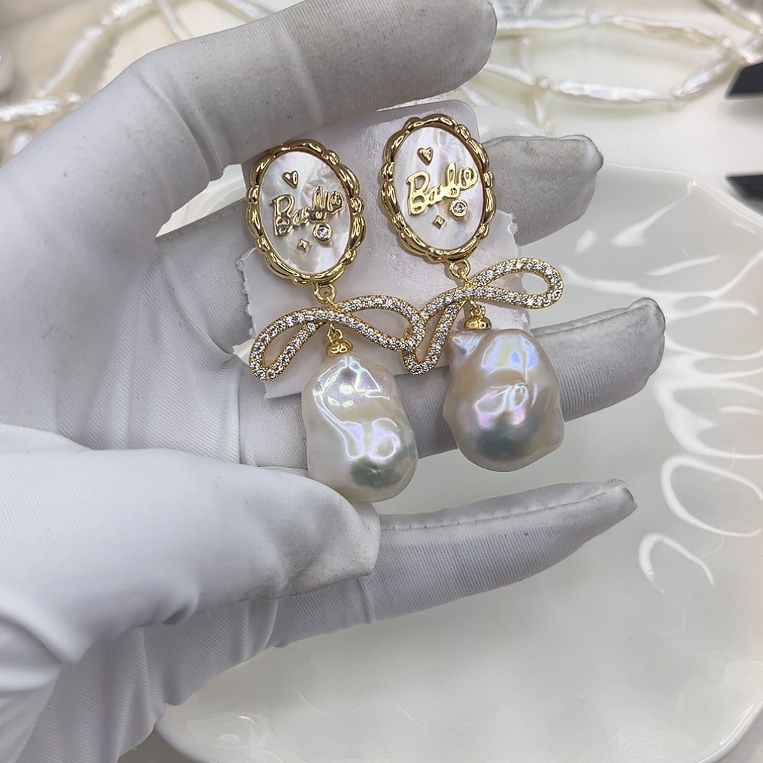 合金淡水珍珠耳饰