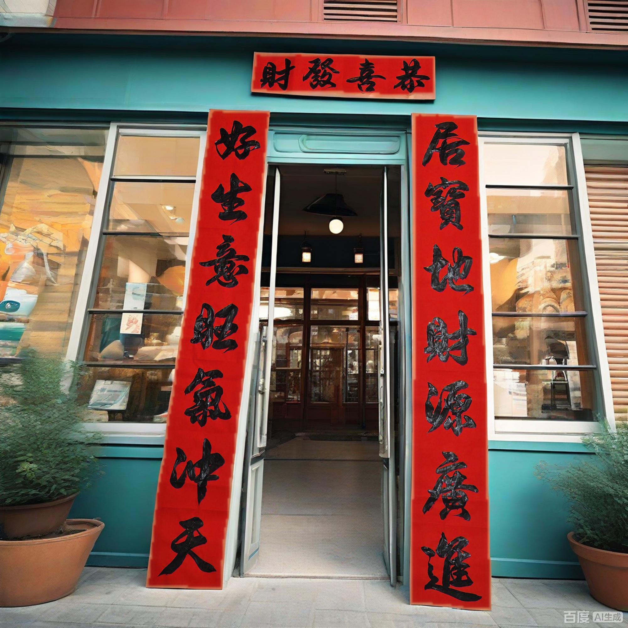 开业生意纯手写精品黑字春节对联手写对联大门对联七言春联同桌