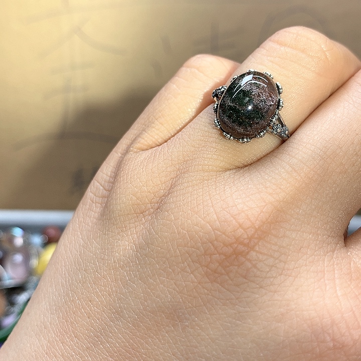水晶水晶戒指银S925镶嵌