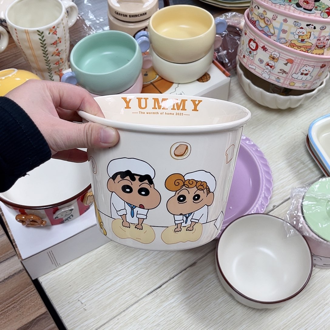 陶瓷蜡笔小新泡面桶陶瓷餐具
