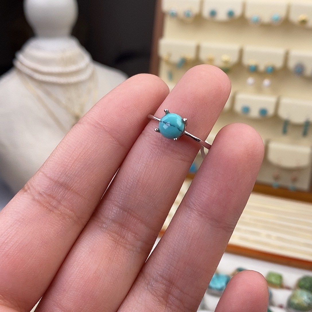 绿松石戒指银S925镶嵌