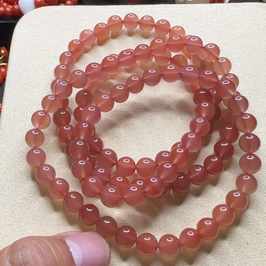 南红玛瑙手链未镶嵌7.8mm冰粉