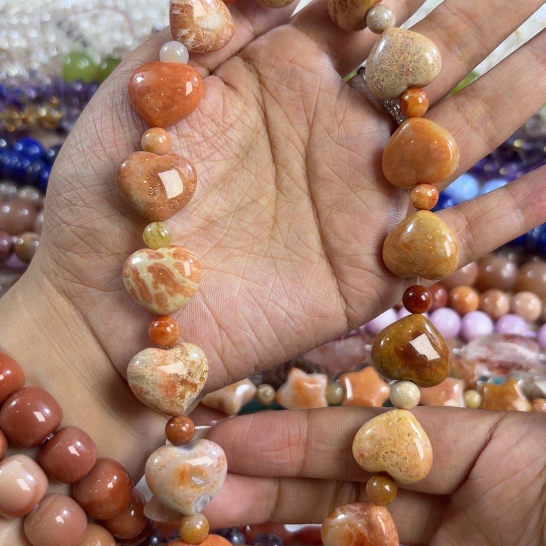 玛瑙/玉髓未镶嵌珠宝半成品珊姑娘爱心15颗